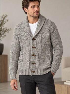 NWT Banana Republic Men’s Wool Blend Shawl Collar Toggle Cardigan Grey M